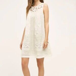 Anthropologie Vanessa Virginia White Floral Lace Sleeveless Cottagecore Dress 4